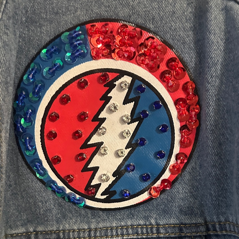 Denim Patchwork Jean Jacket - Blue - image 7